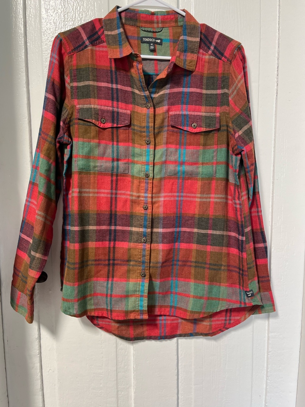 Toad & Co Re-Form Flannel Long Sleeve button down plaid shirt size M - Picture 2 of 9